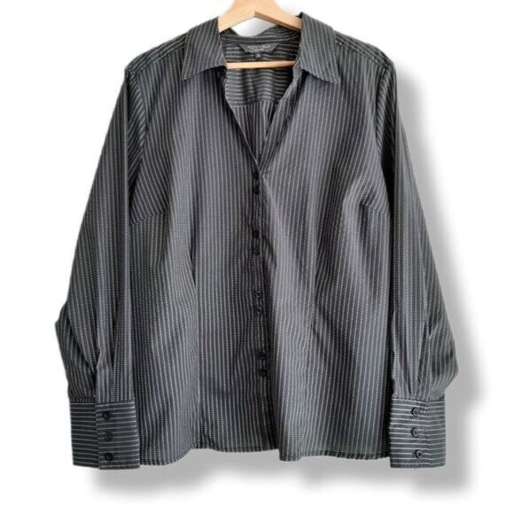ADDITION ELLE Button Down Dot Stripe Dress Shirt Sz 18 - Picture 1 of 12